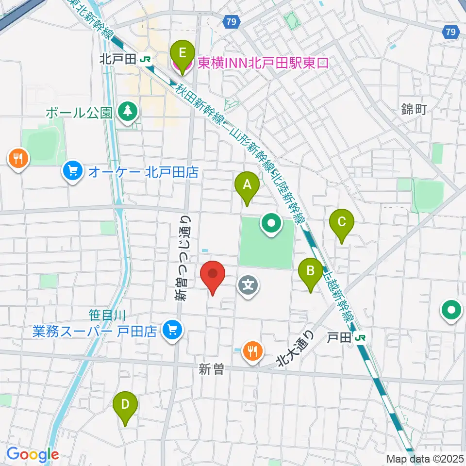 戸田市立郷土博物館周辺のホテル一覧地図