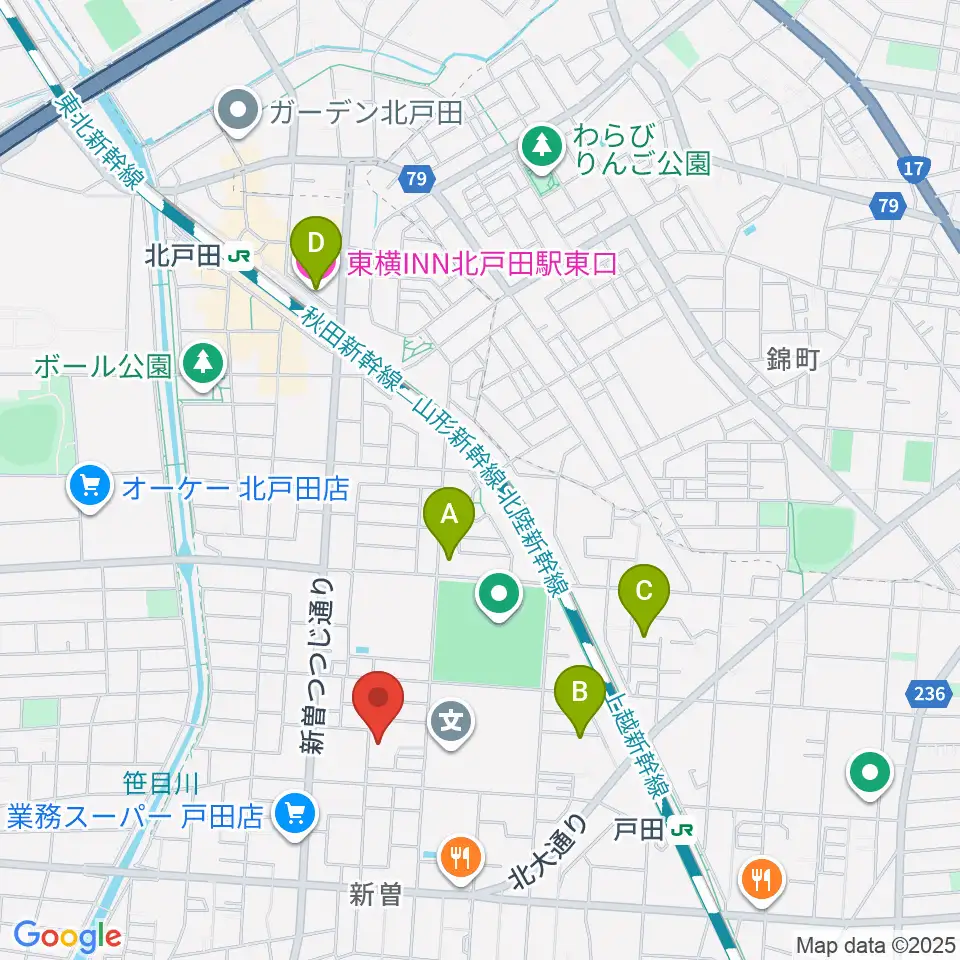戸田市立郷土博物館周辺のホテル一覧地図