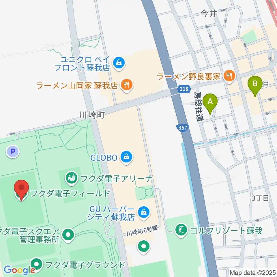 フクダ電子フィールド周辺のホテル一覧地図