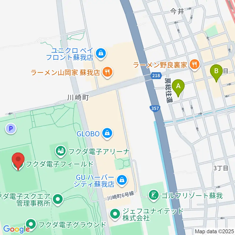 フクダ電子フィールド周辺のホテル一覧地図