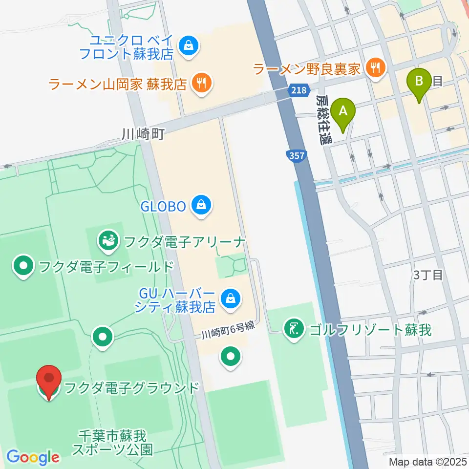 フクダ電子グラウンド周辺のホテル一覧地図