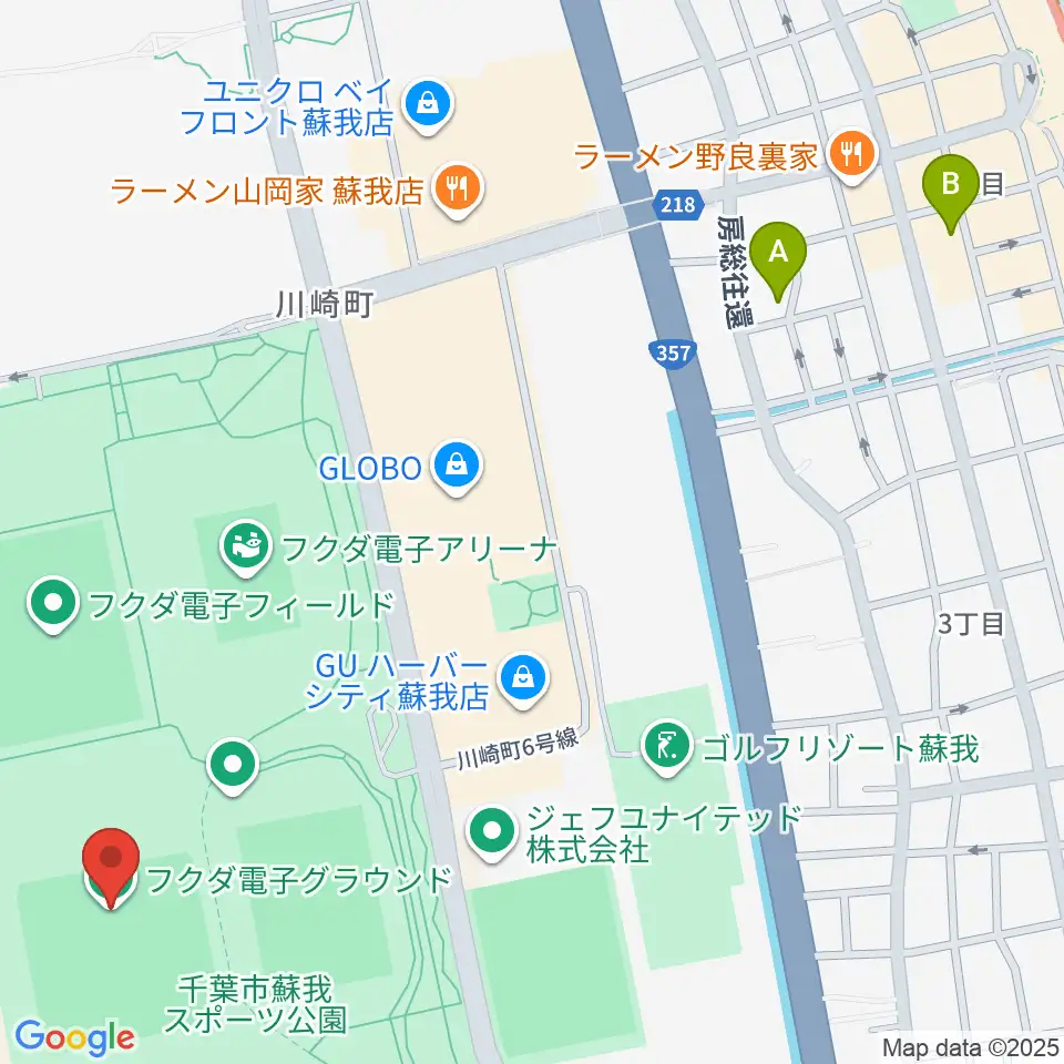 フクダ電子グラウンド周辺のホテル一覧地図