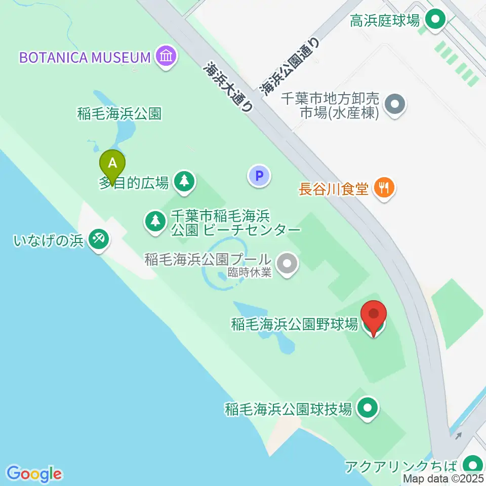 稲毛海浜公園野球場周辺のホテル一覧地図