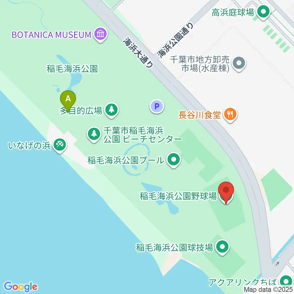 稲毛海浜公園野球場周辺のホテル一覧地図