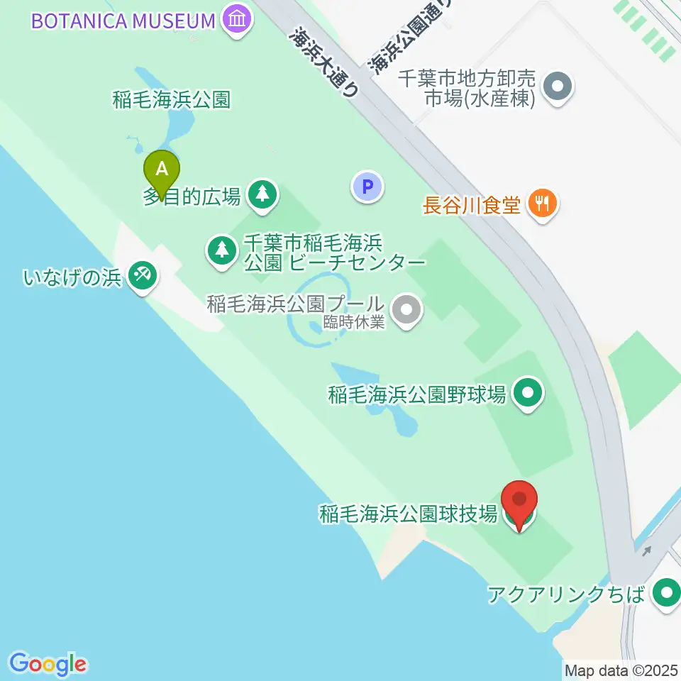 稲毛海浜公園球技場周辺のホテル一覧地図
