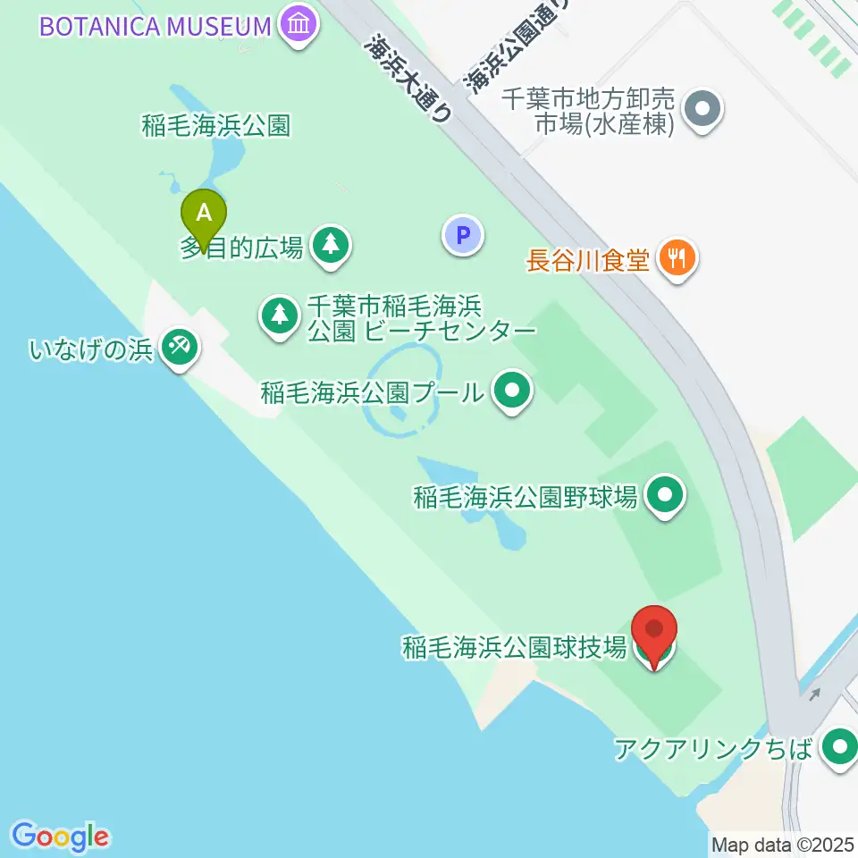 稲毛海浜公園球技場周辺のホテル一覧地図