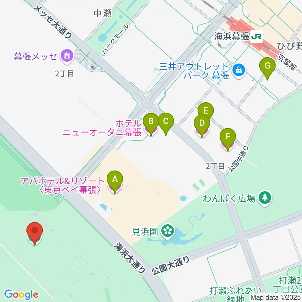 JFA夢フィールドC・Dピッチ周辺のホテル一覧地図