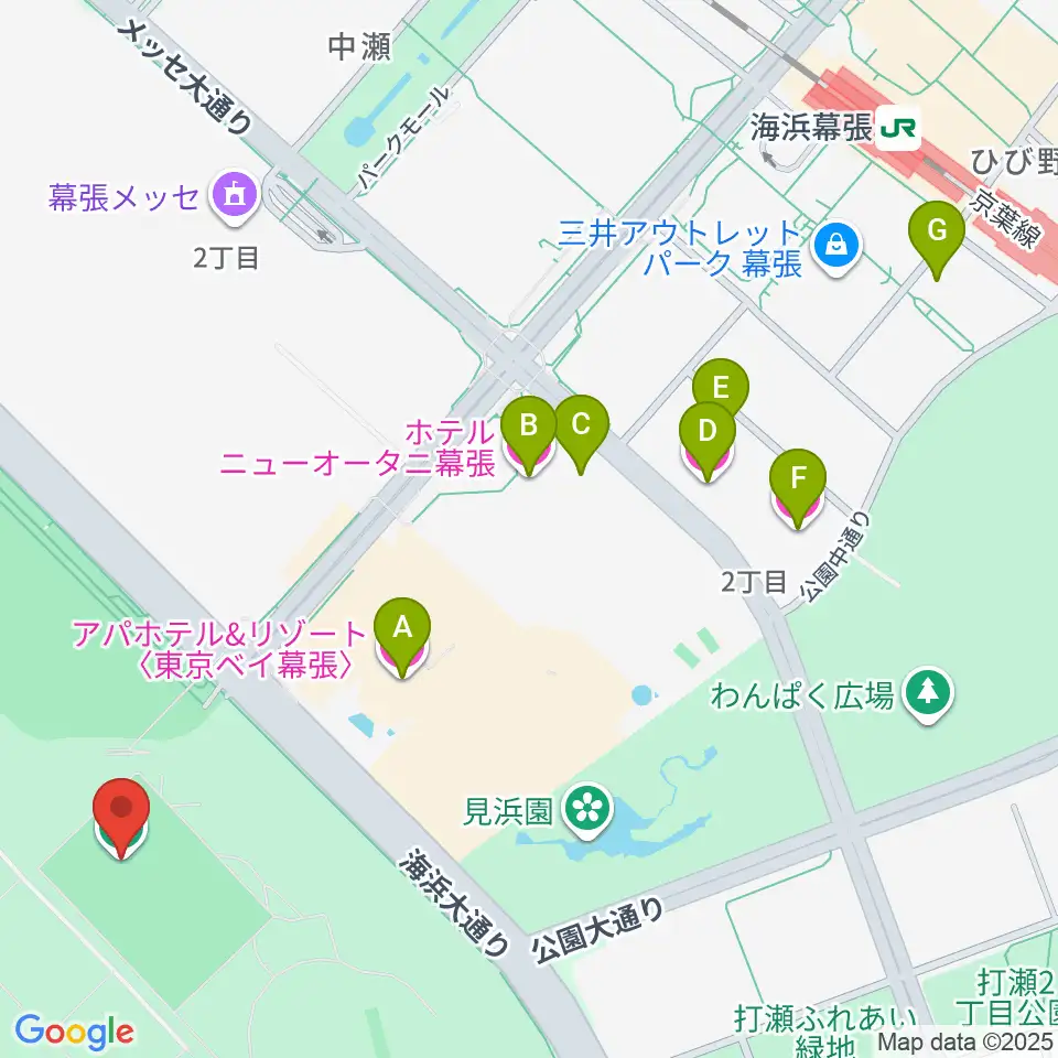 JFA夢フィールドC・Dピッチ周辺のホテル一覧地図