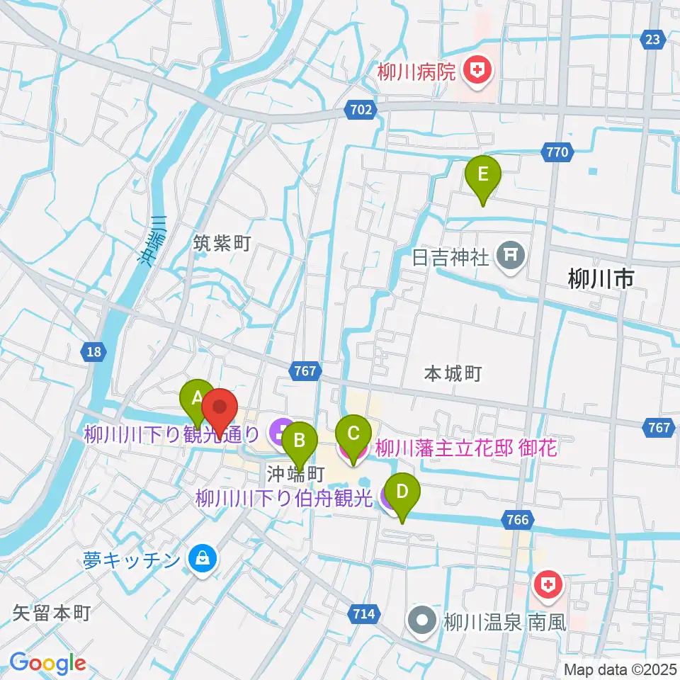 北原白秋生家・記念館周辺のホテル一覧地図