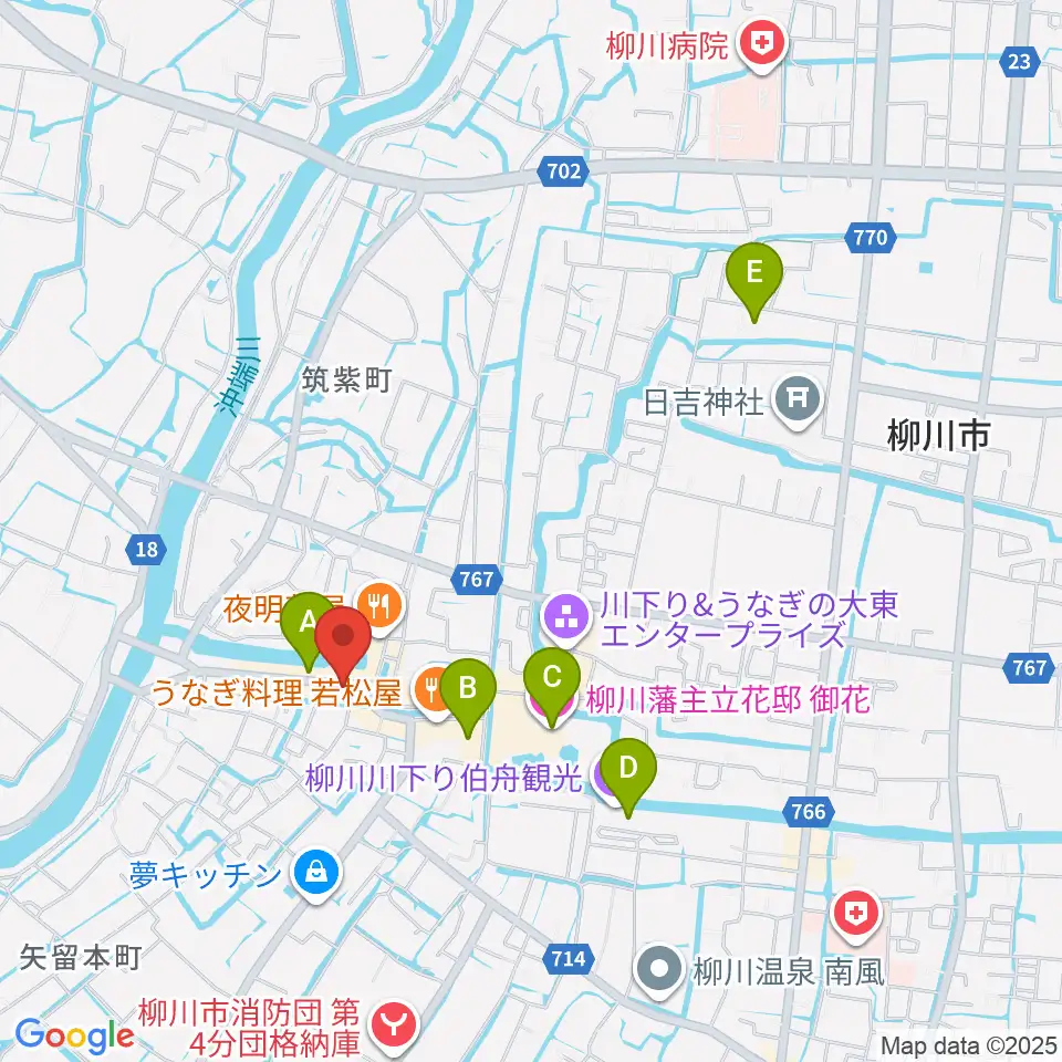 北原白秋生家・記念館周辺のホテル一覧地図