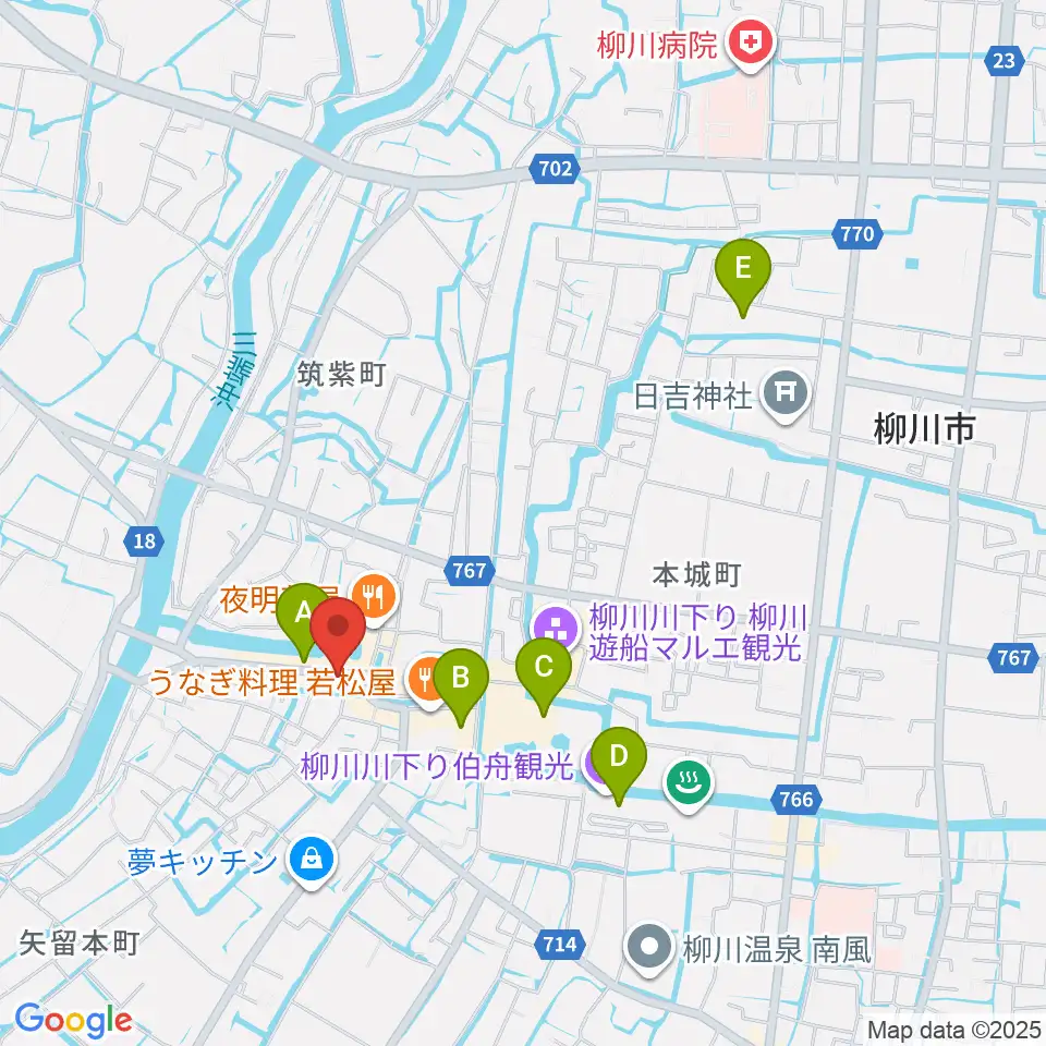 北原白秋生家・記念館周辺のホテル一覧地図