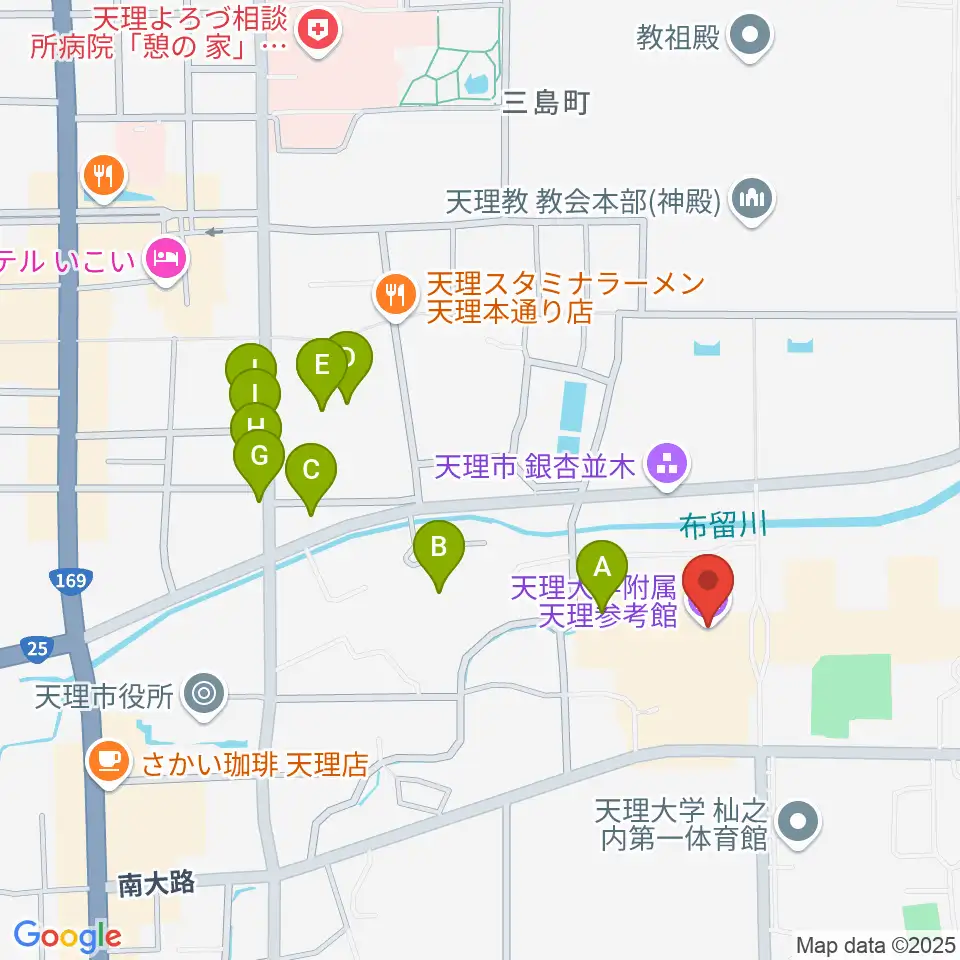 天理大学附属天理参考館周辺のホテル一覧地図
