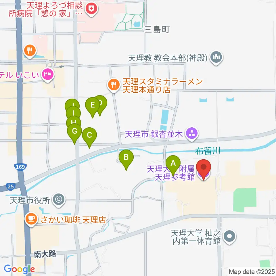 天理大学附属天理参考館周辺のホテル一覧地図