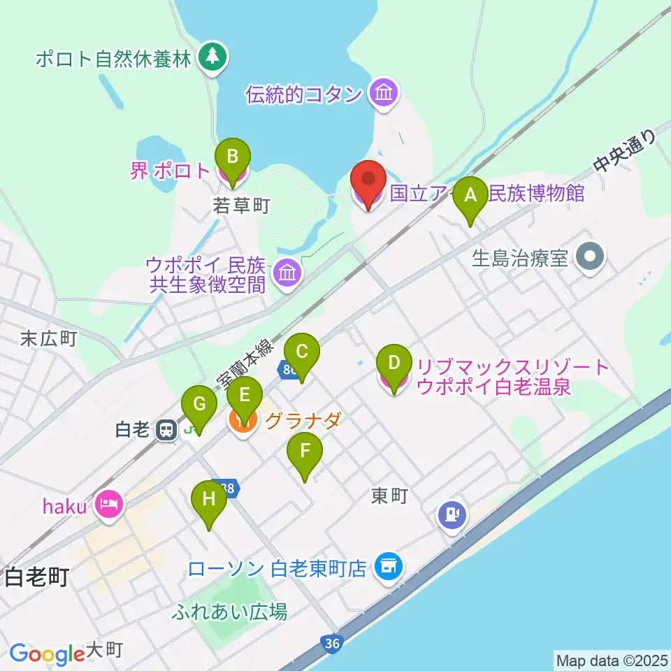 国立アイヌ民族博物館周辺のホテル一覧地図