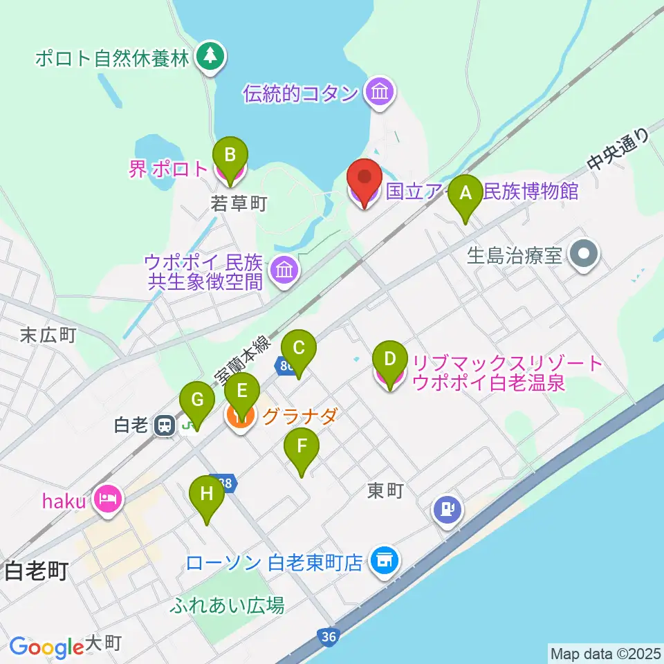 国立アイヌ民族博物館周辺のホテル一覧地図