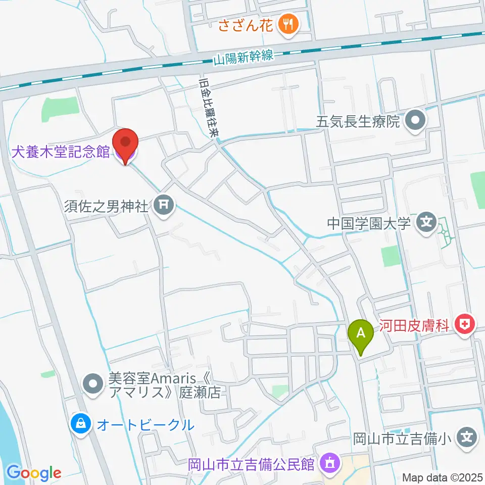 犬養木堂記念館周辺のホテル一覧地図