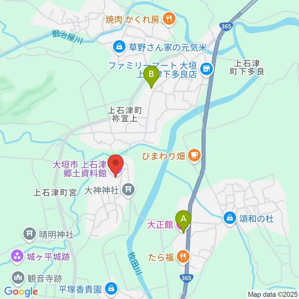 上石津郷土資料館周辺のホテル一覧地図