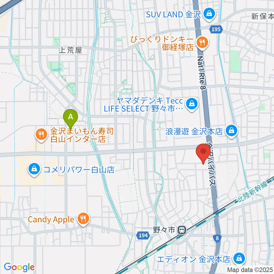 野々市市ふるさと歴史館周辺のホテル一覧地図