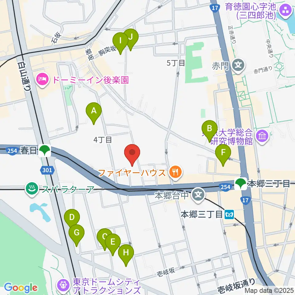 文京ふるさと歴史館周辺のホテル一覧地図