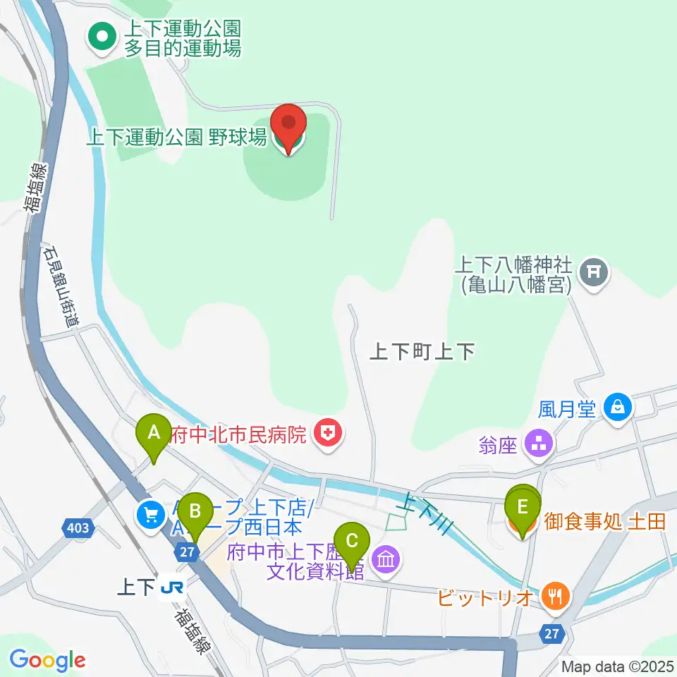 TTCスポーツパーク上下野球場周辺のホテル一覧地図