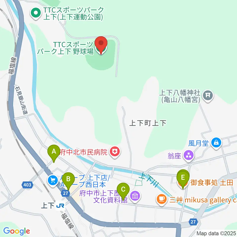 TTCスポーツパーク上下野球場周辺のホテル一覧地図