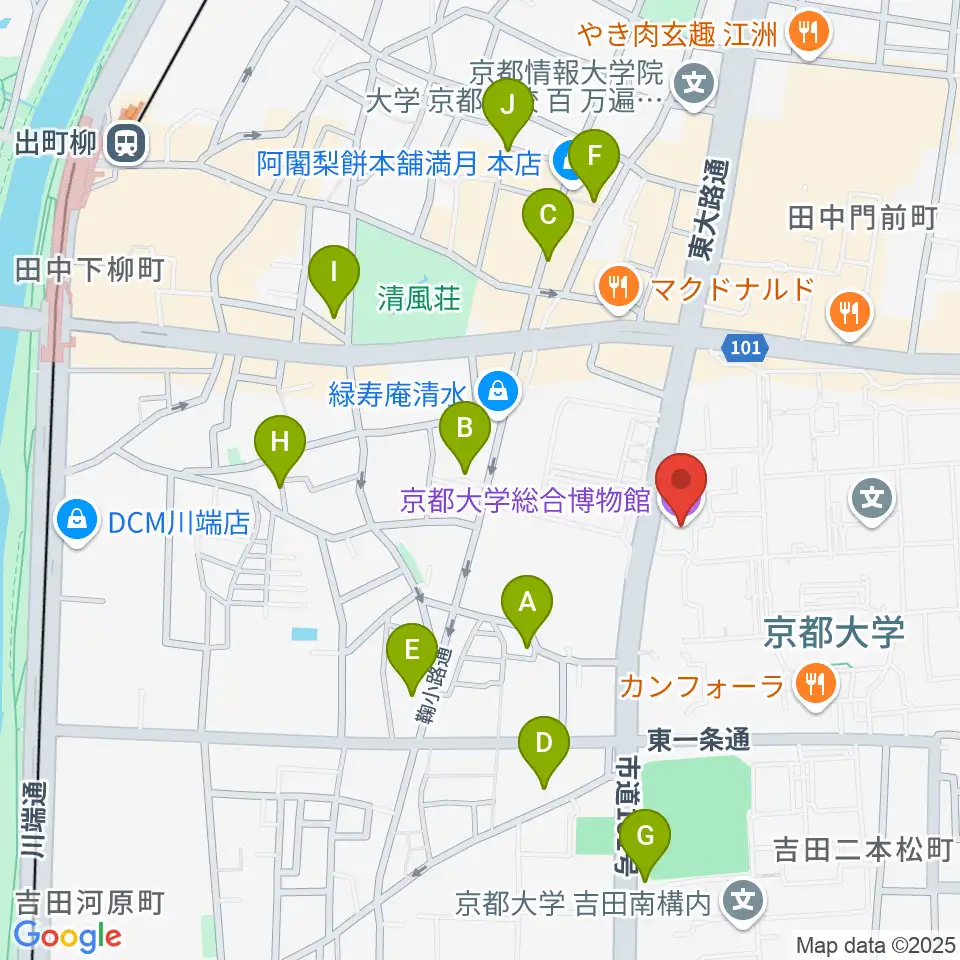 京都大学総合博物館周辺のホテル一覧地図