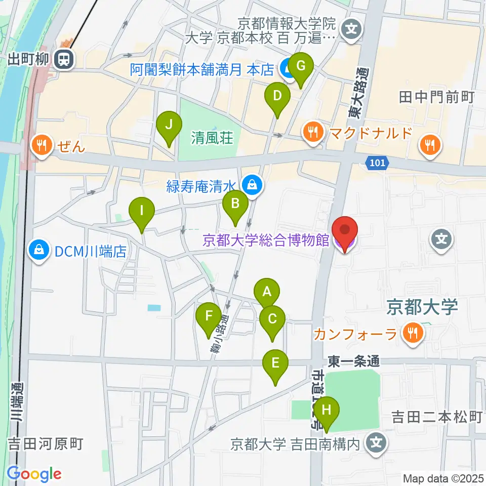 京都大学総合博物館周辺のホテル一覧地図