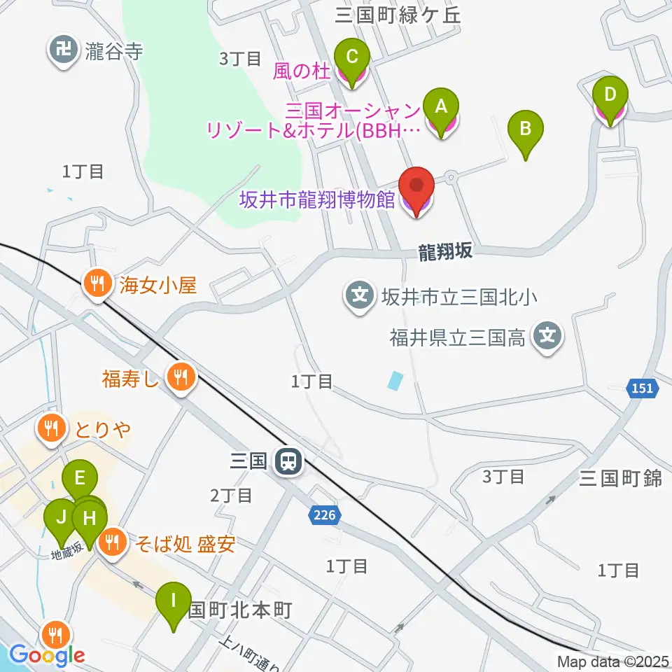 坂井市龍翔博物館周辺のホテル一覧地図