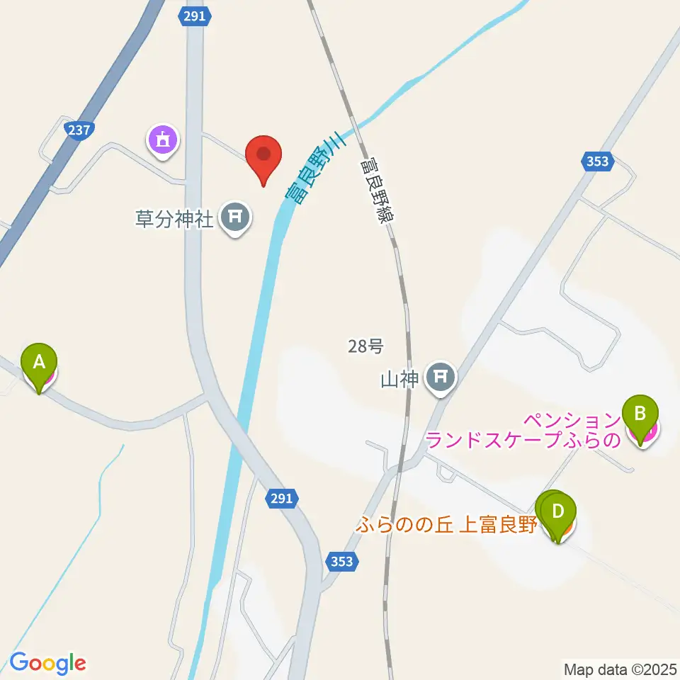 上富良野町開拓記念館周辺のホテル一覧地図