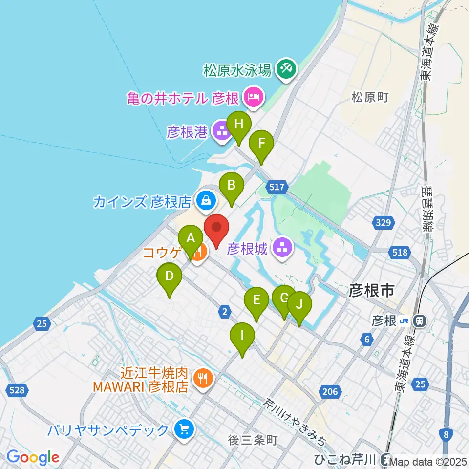 滋賀大学経済学部附属史料館周辺のホテル一覧地図