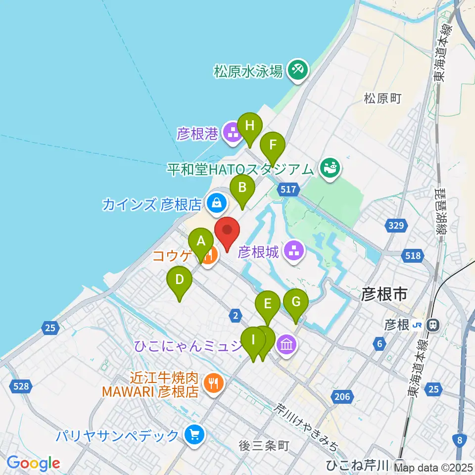 滋賀大学経済学部附属史料館周辺のホテル一覧地図