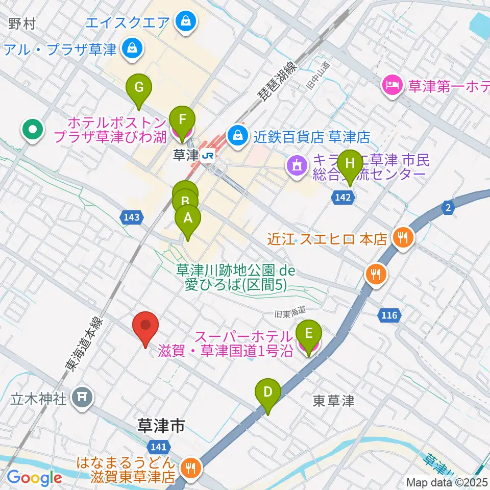 草津宿街道交流館周辺のホテル一覧地図