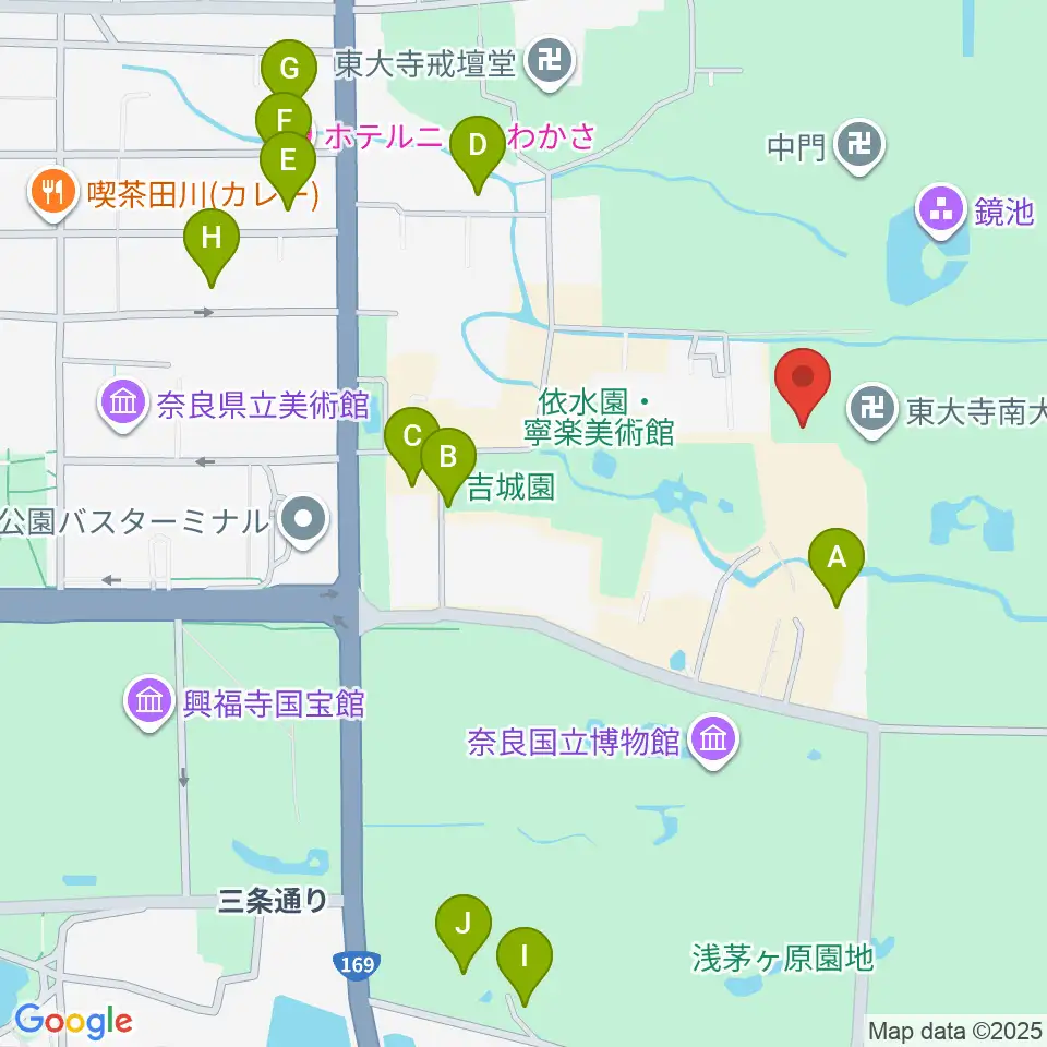 東大寺総合文化センター周辺のホテル一覧地図