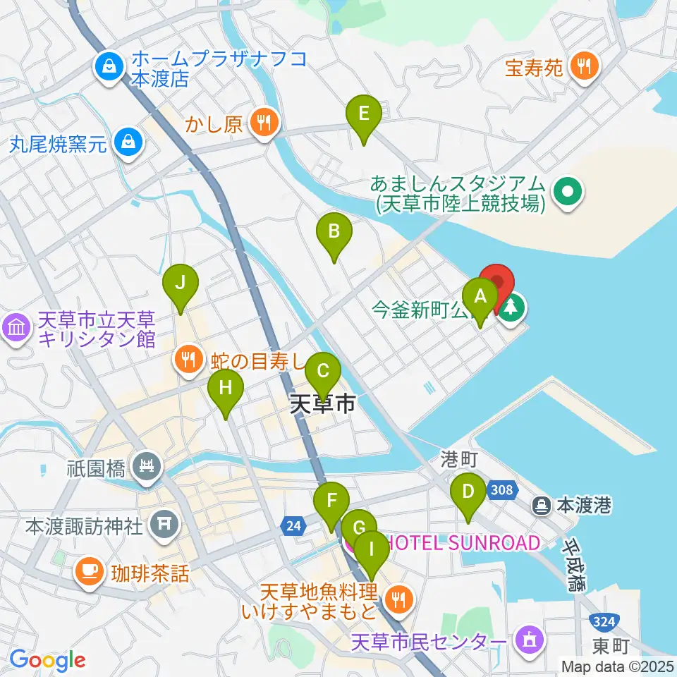 天草市立本渡歴史民俗資料館周辺のホテル一覧地図