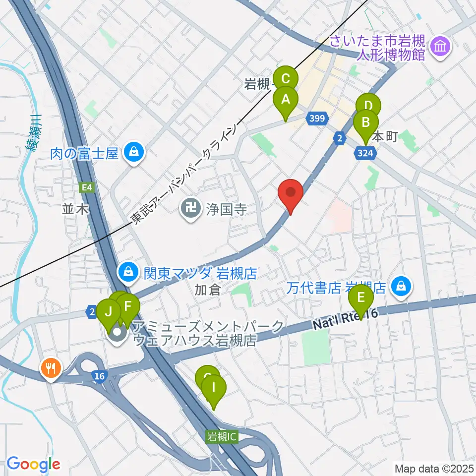 さいたま市岩槻郷土資料館周辺のホテル一覧地図