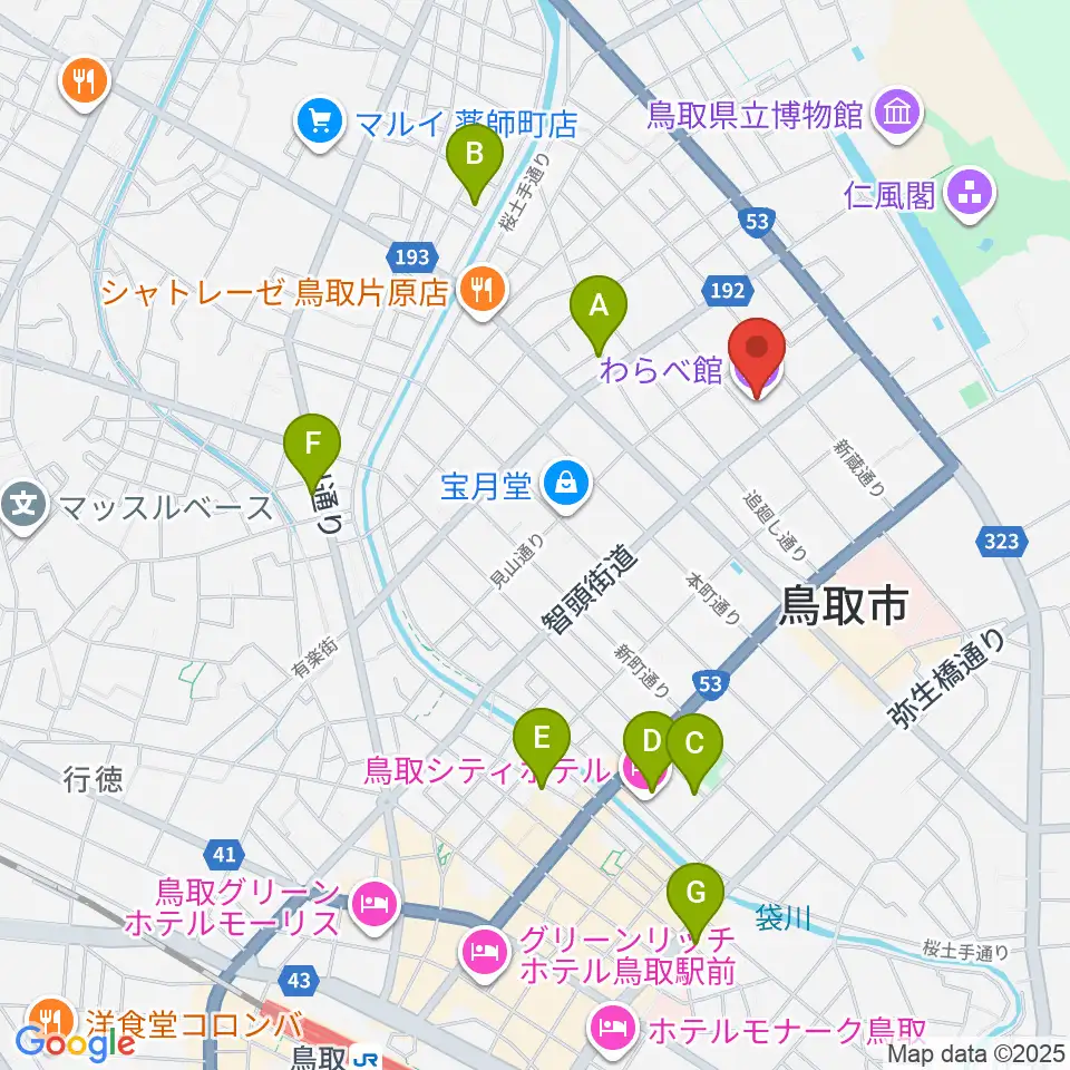 わらべ館周辺のホテル一覧地図