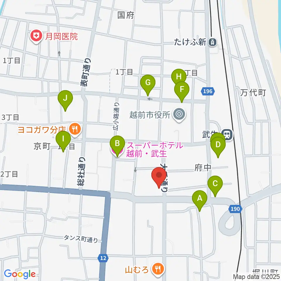 武生公会堂記念館周辺のホテル一覧地図