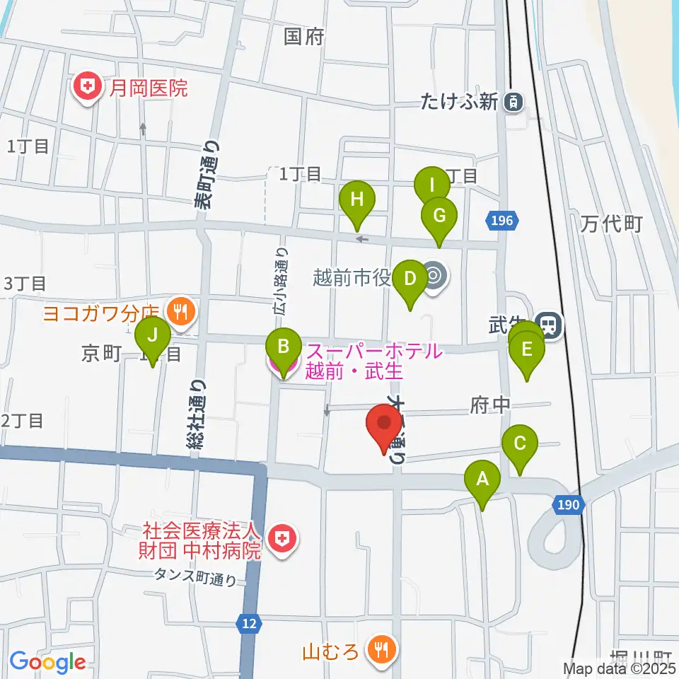 武生公会堂記念館周辺のホテル一覧地図