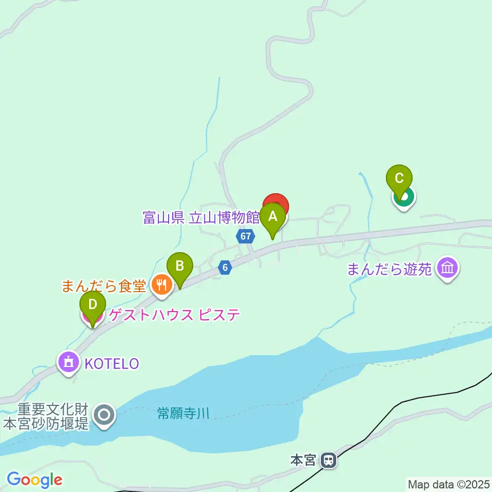 富山県 立山博物館周辺のホテル一覧地図