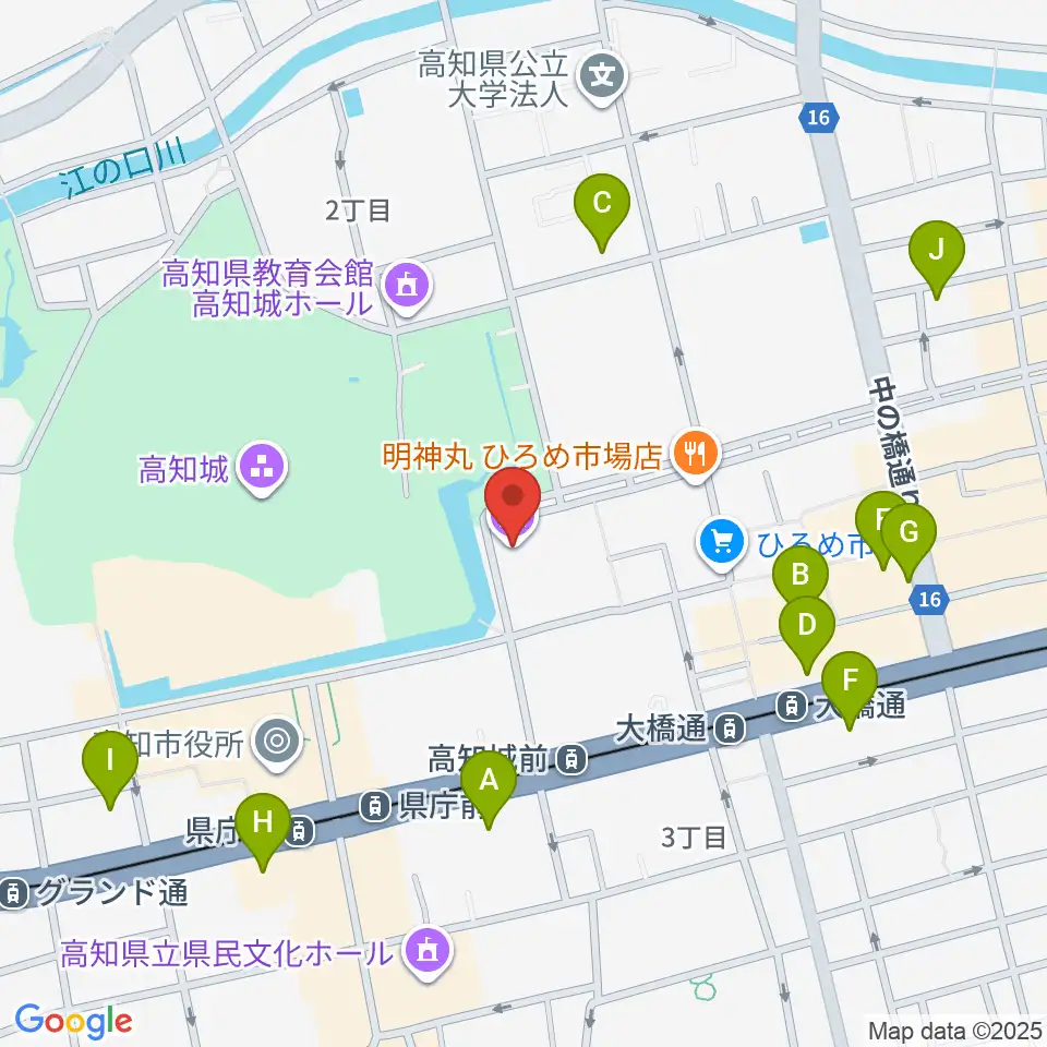 高知県立高知城歴史博物館周辺のホテル一覧地図