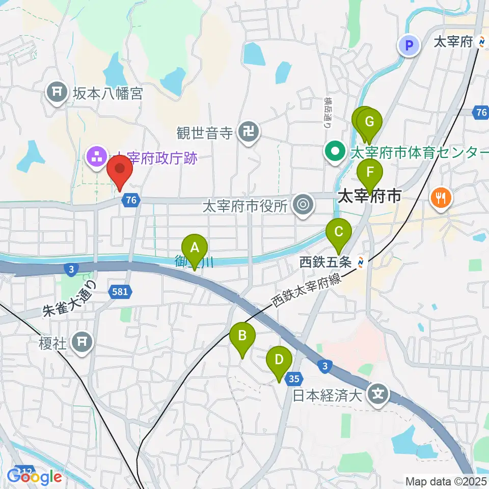 大宰府展示館周辺のホテル一覧地図