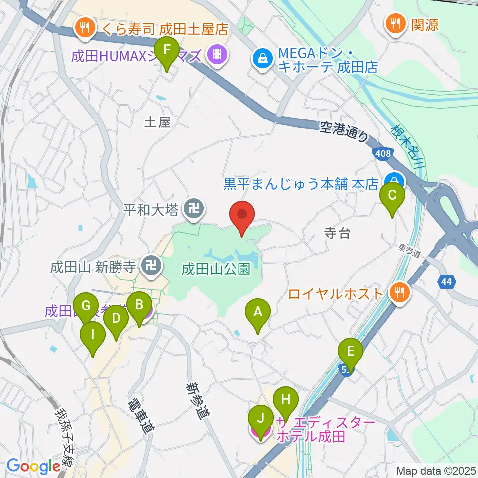 成田山書道美術館周辺のホテル一覧地図