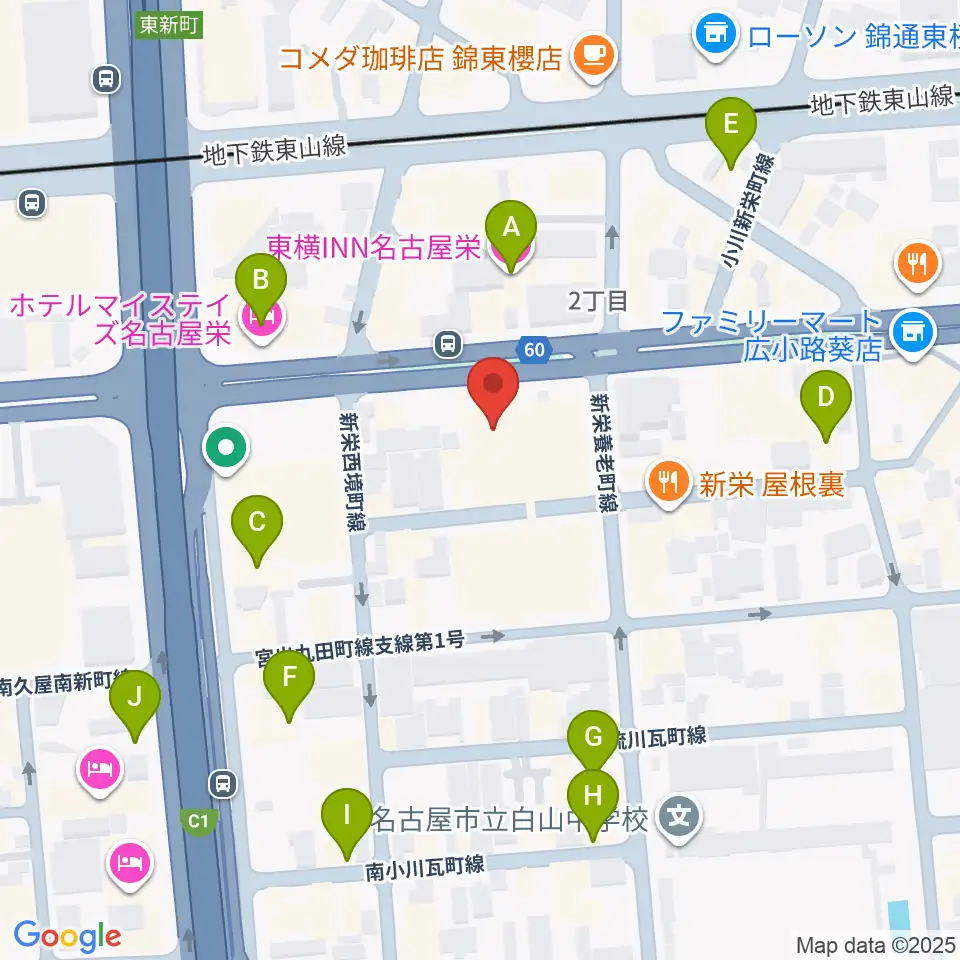CBCホール周辺のホテル一覧地図