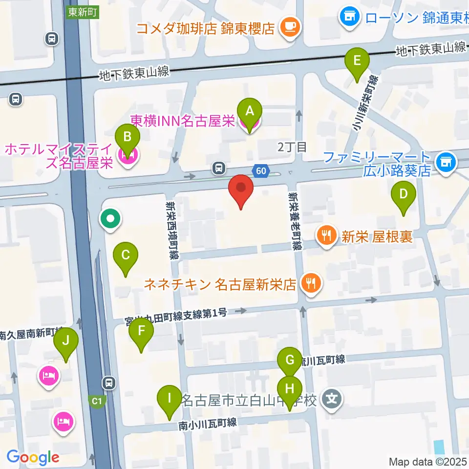 CBCホール周辺のホテル一覧地図