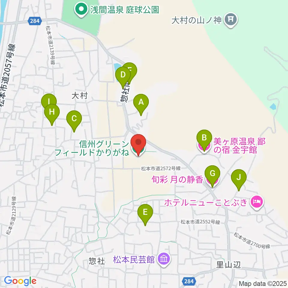 信州グリーンフィールドかりがね周辺のホテル一覧地図