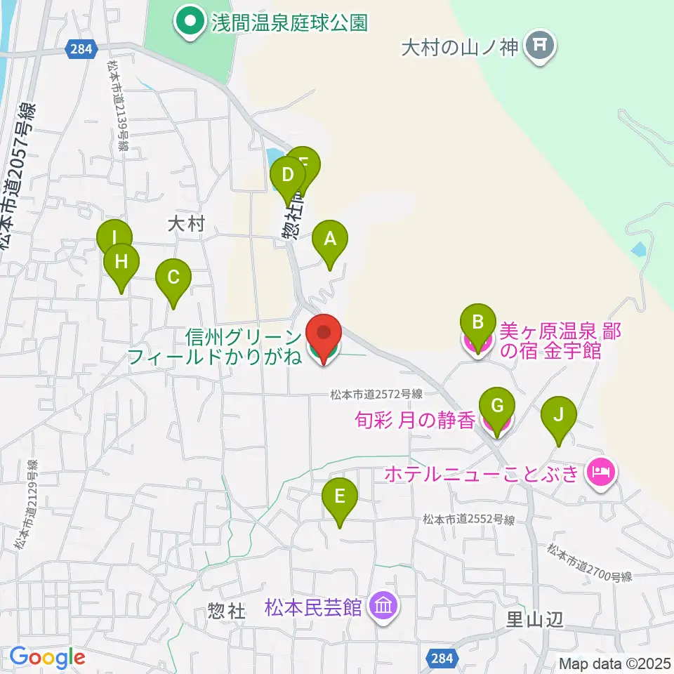 信州グリーンフィールドかりがね周辺のホテル一覧地図