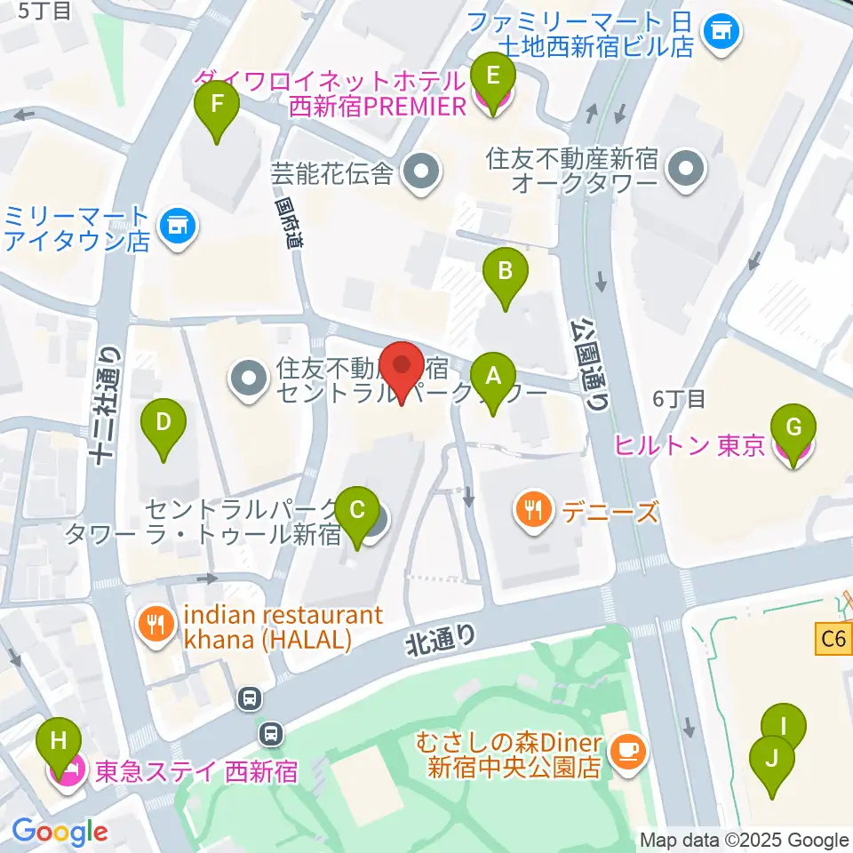 ベルサール新宿セントラルパーク周辺のホテル一覧地図