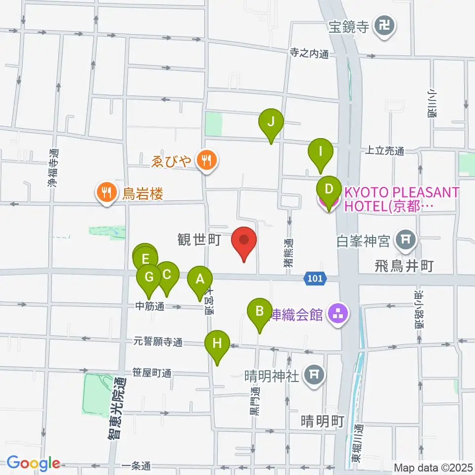 京都市考古資料館周辺のホテル一覧地図