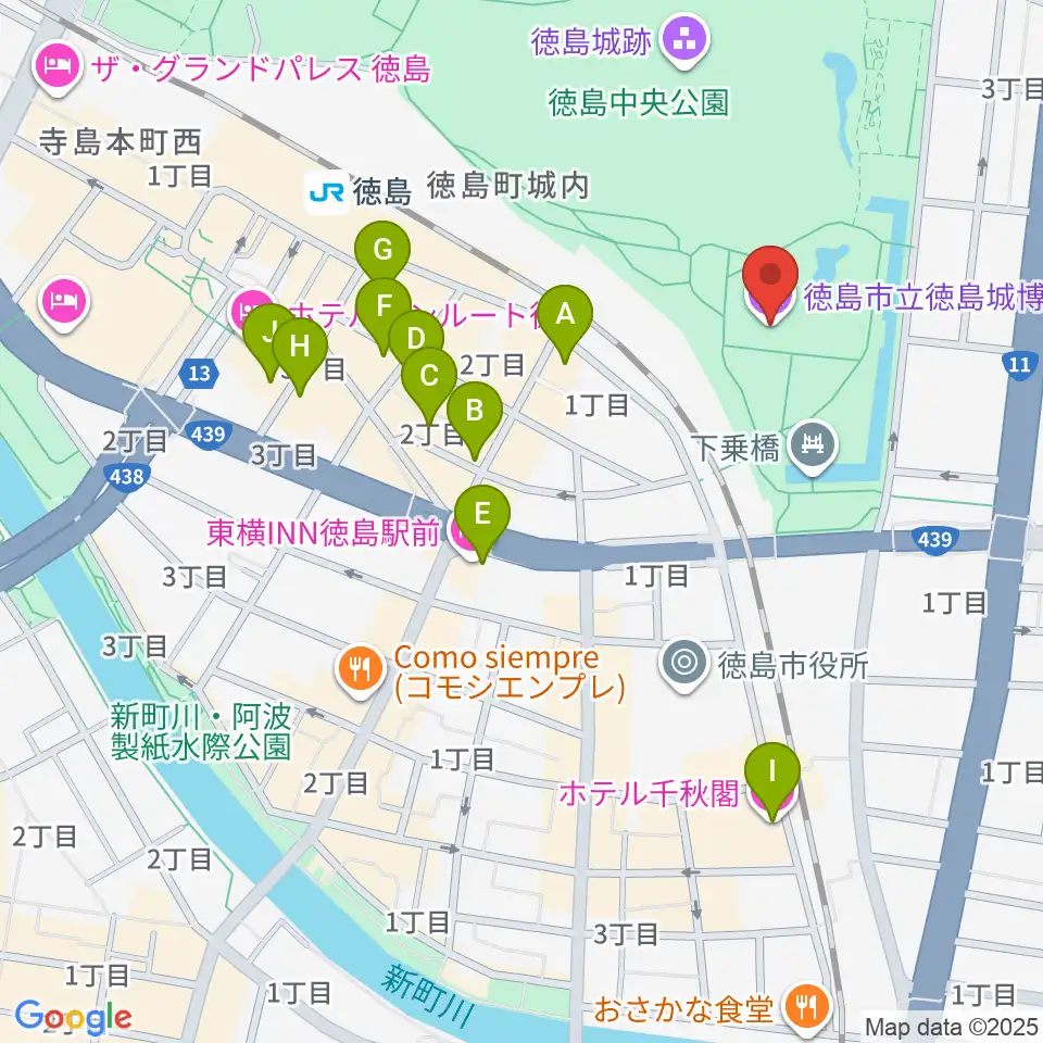 徳島市立徳島城博物館周辺のホテル一覧地図