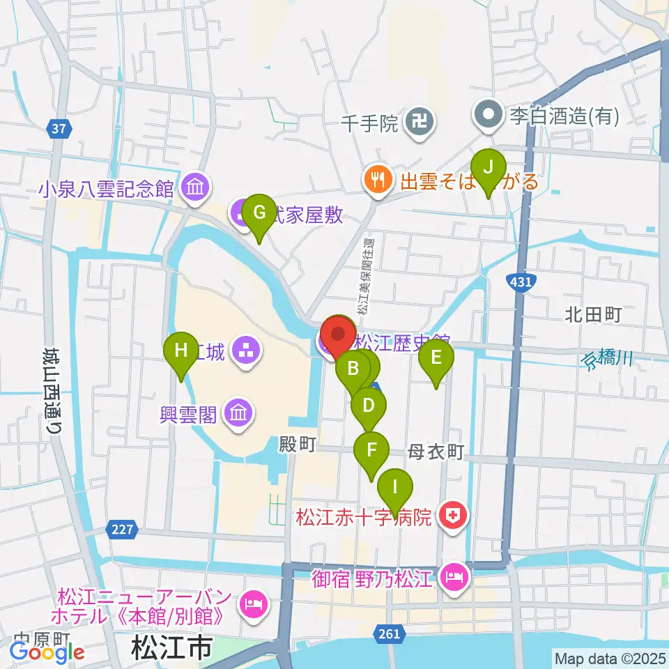 松江歴史館周辺のホテル一覧地図